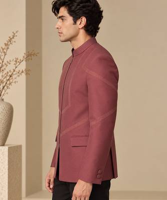 Rosewood brown cotton silk bandhgala 4