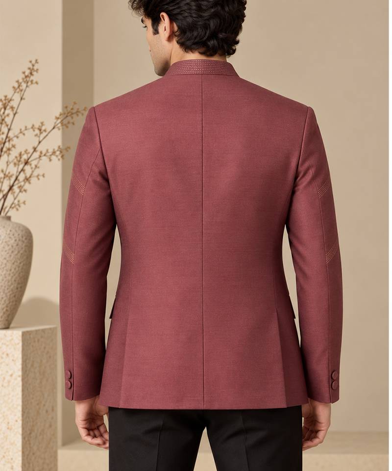 Rosewood brown cotton silk bandhgala