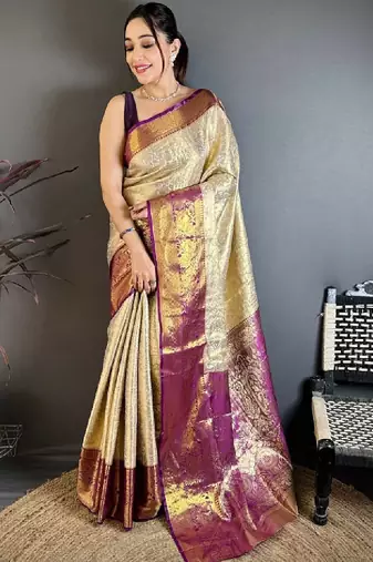 Woven design zari silk blend designer kanjeevaram saree