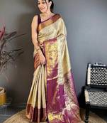 Woven design zari silk blend designer kanjeevaram saree
