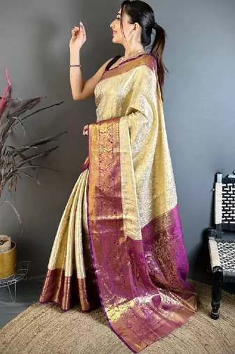 Woven design zari silk blend designer kanjeevaram saree