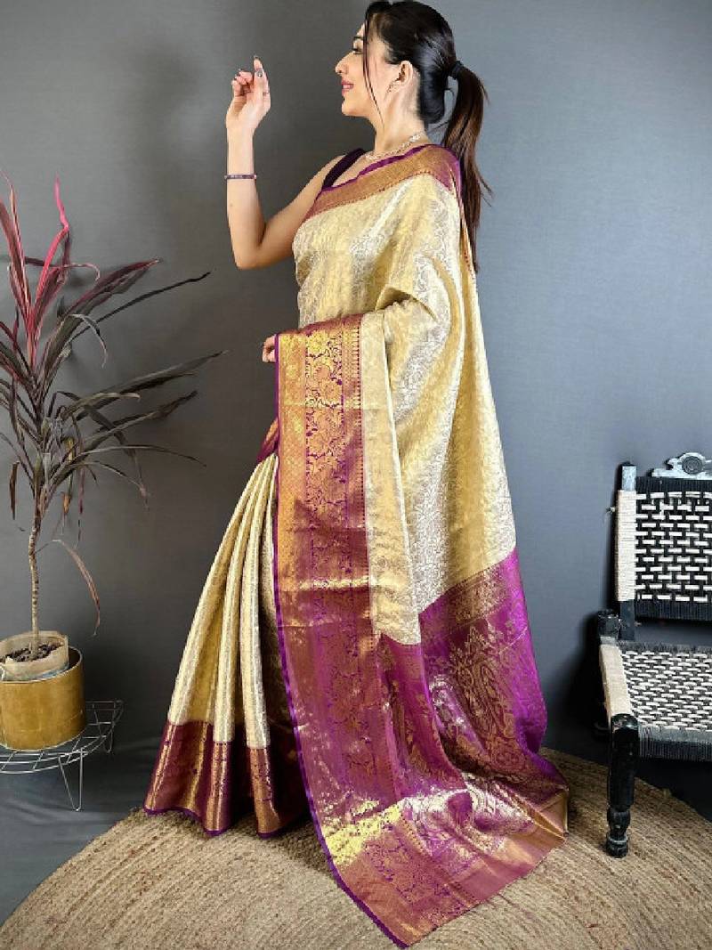 Woven design zari silk blend designer kanjeevaram saree