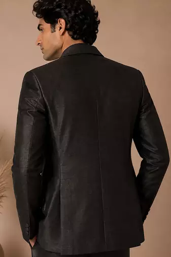 Black bemberg silk blazer