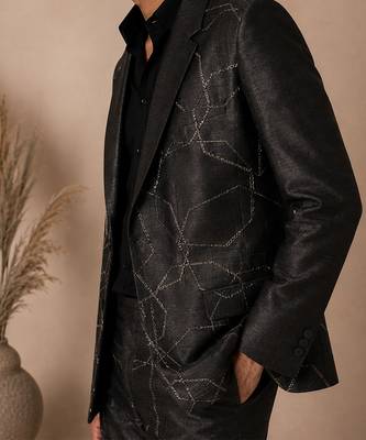 Black bemberg silk blazer 3