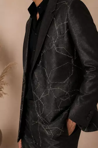 Black bemberg silk blazer