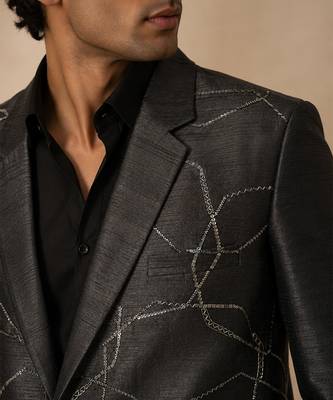 Black bemberg silk blazer 4