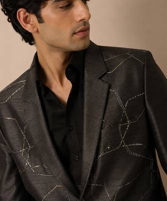 Black bemberg silk blazer 5