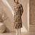 Beige printed chanderi kurta set