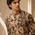 Beige printed chanderi kurta set
