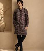 Black and maroon cotton kurta set
