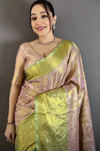 Paisley zari silk blend handloom kanjeevaram saree