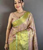 Paisley zari silk blend handloom kanjeevaram saree