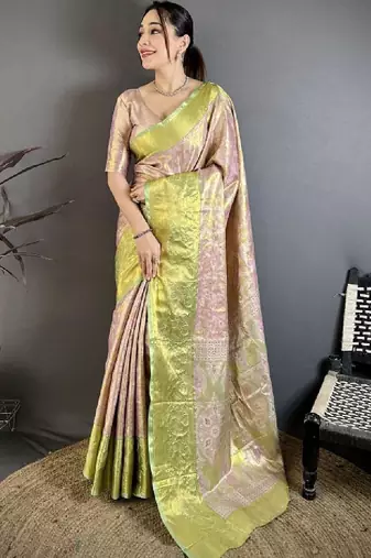 Paisley zari silk blend handloom kanjeevaram saree