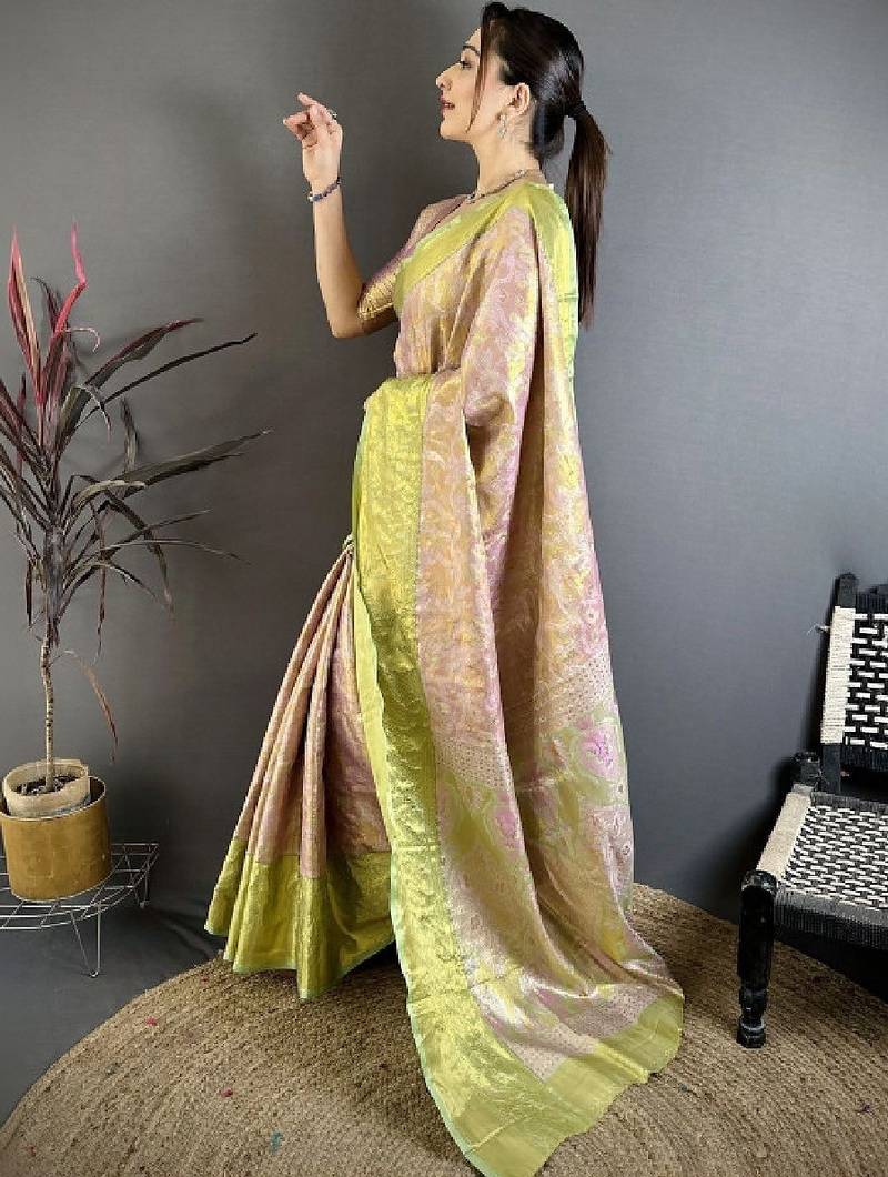 Paisley zari silk blend handloom kanjeevaram saree