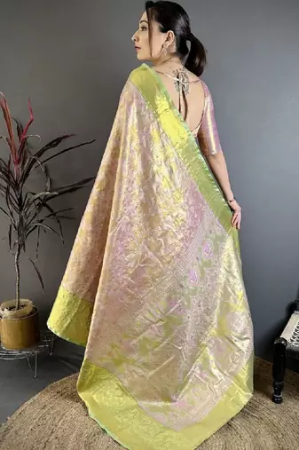 Paisley zari silk blend handloom kanjeevaram saree