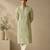 Green and yellow pure linen kurta set