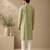 Green and yellow pure linen kurta set