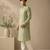 Green and yellow pure linen kurta set