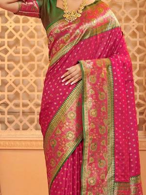Woven design silk blend heavy work kanjeevaram saree 2