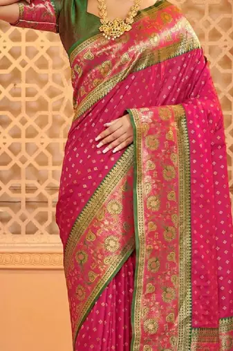 Woven design silk blend heavy work kanjeevaram saree