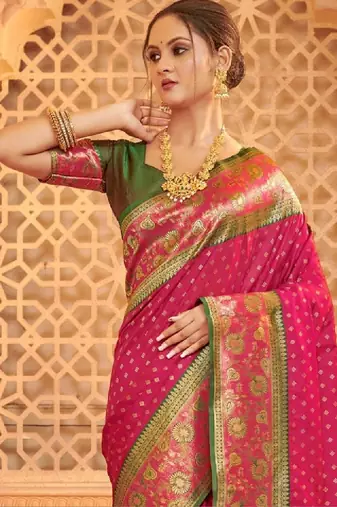 Woven design silk blend heavy work kanjeevaram saree