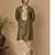 Olive green and beige cotton silk kurta set