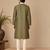 Olive green and beige cotton silk kurta set