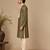 Olive green and beige cotton silk kurta set