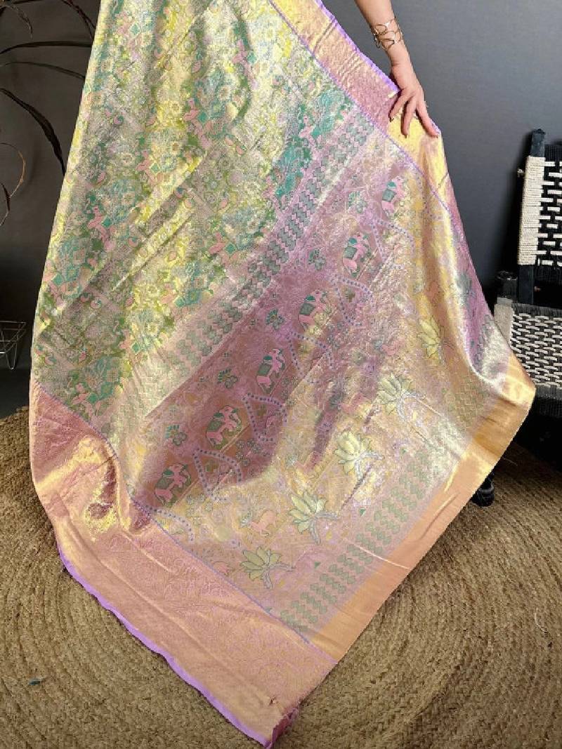 Woven design zari silk blend kanjeevaram saree