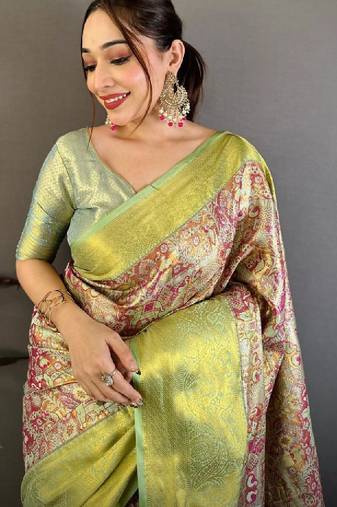 Woven design zari silk blend kanjeevaram saree