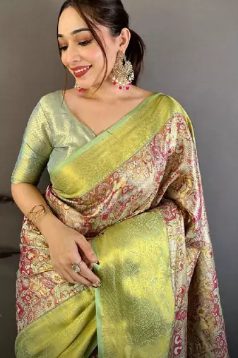 Woven design zari silk blend kanjeevaram saree