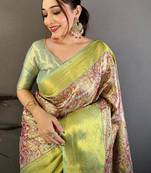 Woven design zari silk blend kanjeevaram saree