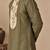 Olive green and beige cotton silk kurta set