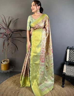 Woven design zari silk blend kanjeevaram saree 2