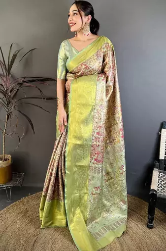 Woven design zari silk blend kanjeevaram saree