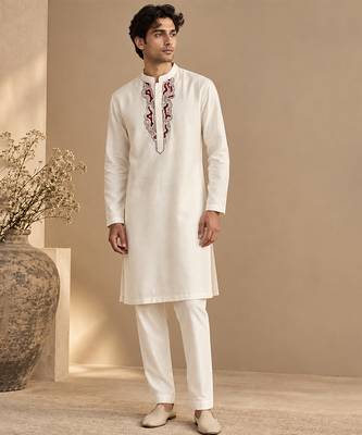 Ivory bemberg silk kurta set 1