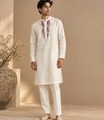 Ivory bemberg silk kurta set