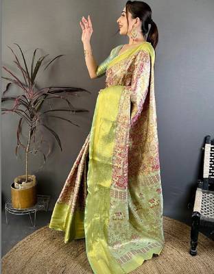Woven design zari silk blend kanjeevaram saree 3