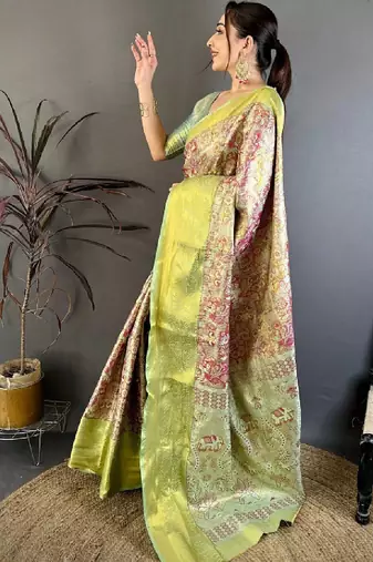 Woven design zari silk blend kanjeevaram saree