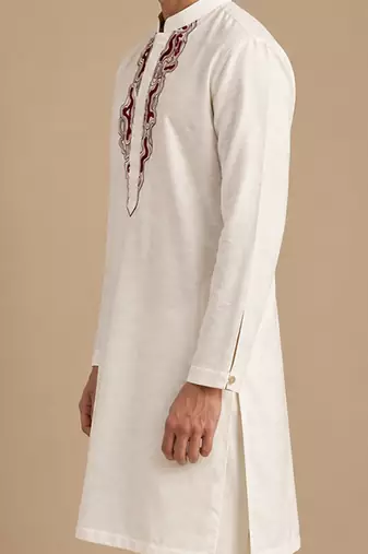 Ivory bemberg silk kurta set