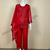 Red georgette embroidered kurta palazzo dupatta set