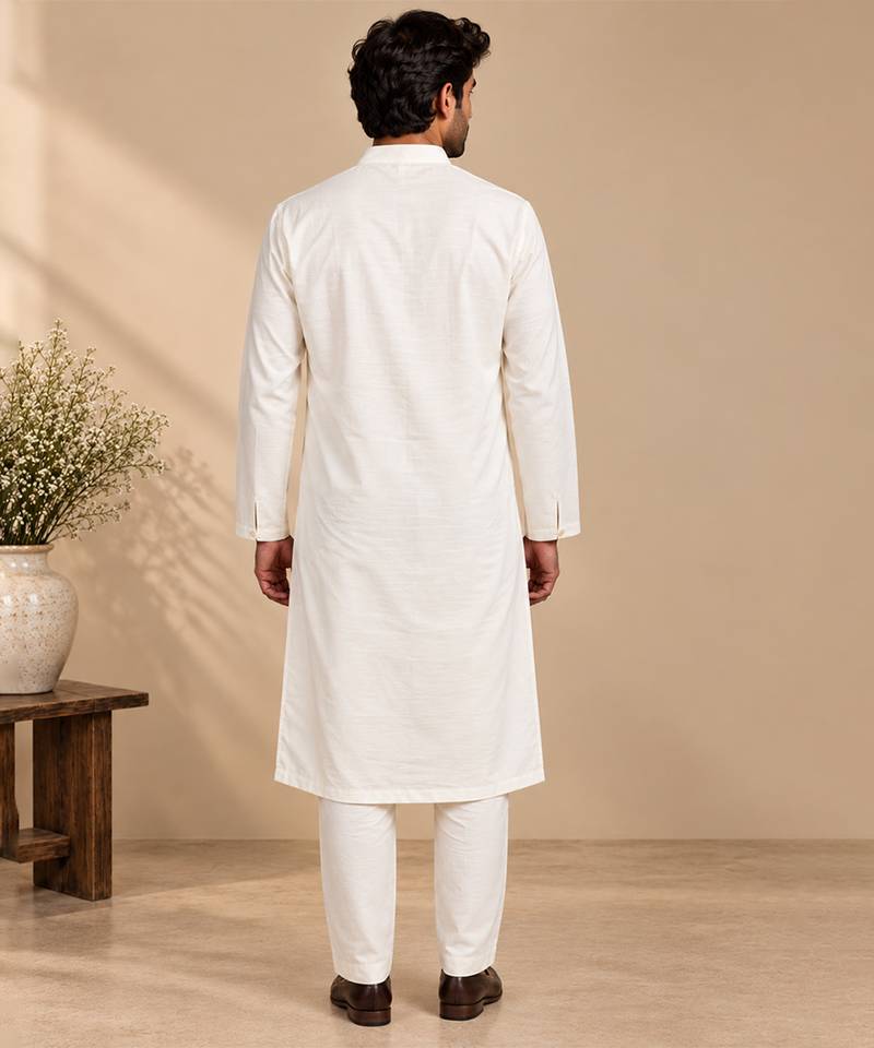 Ivory bemberg silk kurta set