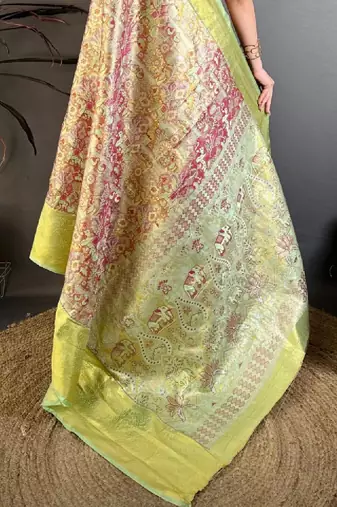 Woven design zari silk blend kanjeevaram saree