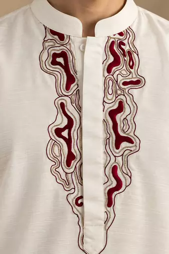 Ivory bemberg silk kurta set