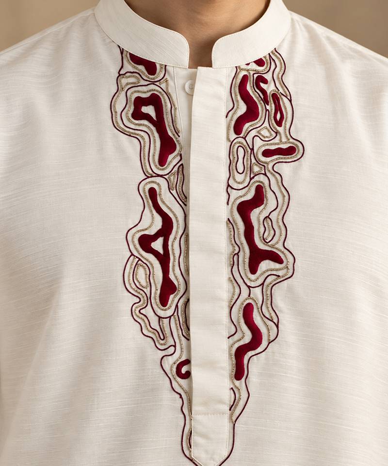 Ivory bemberg silk kurta set