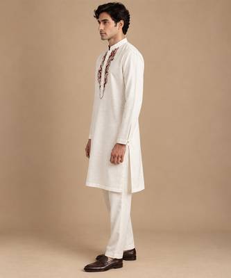 Ivory bemberg silk kurta set 5