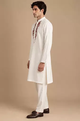 Ivory bemberg silk kurta set