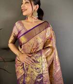 Woven design zari silk blend kanjeevaram saree