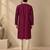 Wine pink and silver grey bemberg silk kurta set