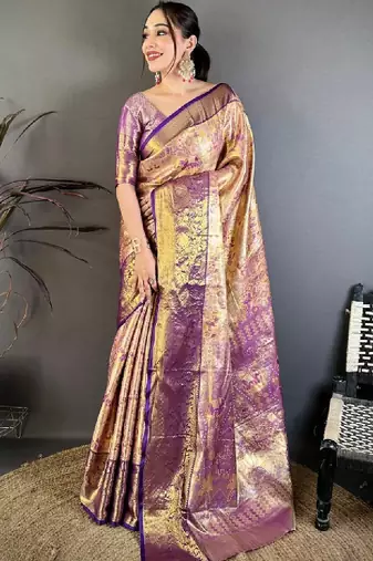Woven design zari silk blend kanjeevaram saree